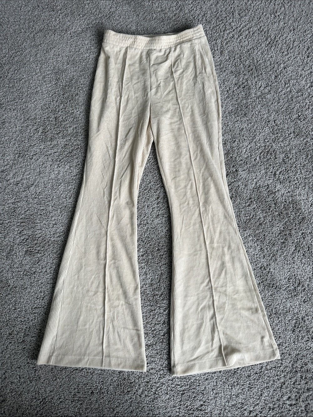 aerie cream ribbed flared pants